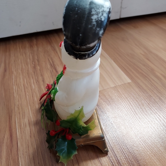 Vintage Soft Plastic Mold Christmas  Snowman On Sled Poinsettias Holly 7" READ - Picture 4 of 10